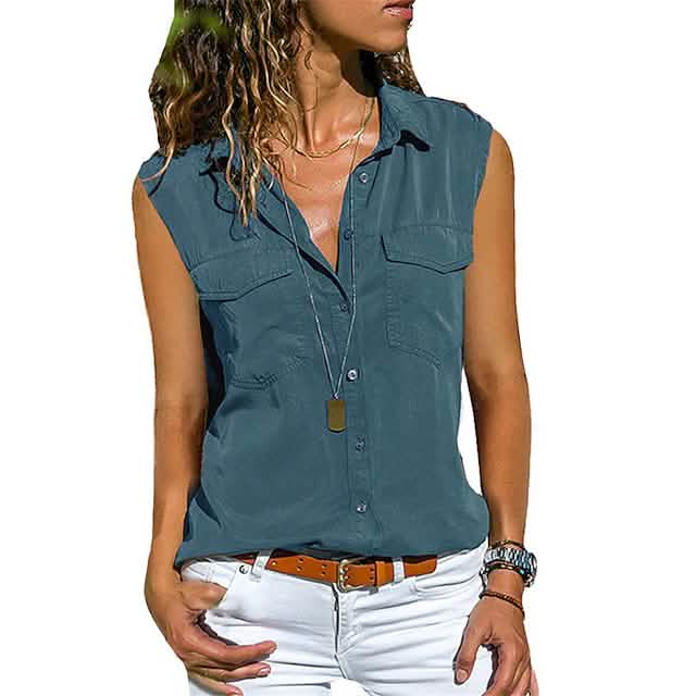Women's Hiking Vest Sleeveless Top Denim Blue Women's Tops - Tophatter Daily Deals