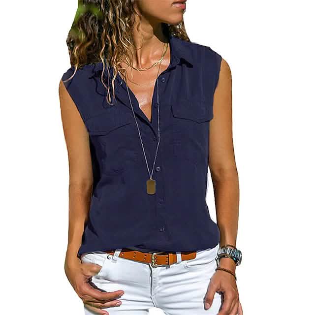 Women's Hiking Vest Sleeveless Top Navy Women's Tops - Tophatter Daily Deals