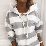 Women's Hoodie Pullover Striped Daily Basic Casual Hoodies Light Gray Women's Tops - Tophatter Daily Deals