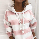 Women's Hoodie Pullover Striped Daily Basic Casual Hoodies Pink Women's Tops - Tophatter Daily Deals