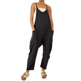 Women's Jumpsuit Maternity Solid Color V Neck Regular Fit Sleeveless Black Women's Tops - Tophatter Daily Deals