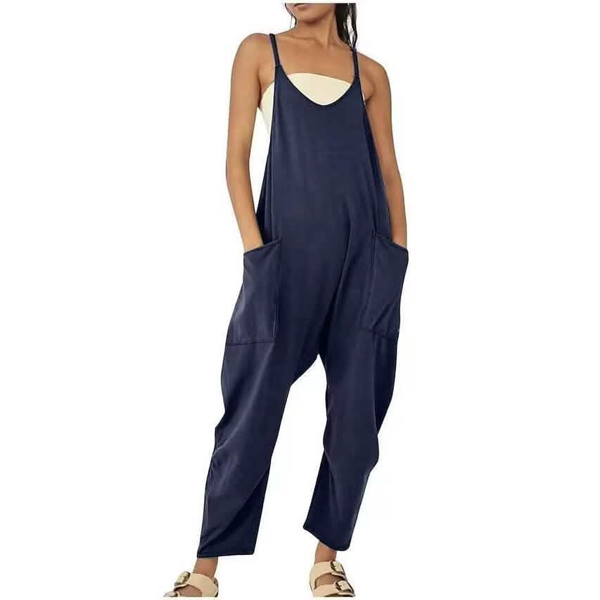 Women's Jumpsuit Maternity Solid Color V Neck Regular Fit Sleeveless Dark Blue Women's Tops - Tophatter Daily Deals