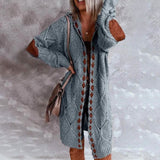 Women's Knitted Color Block Hooded Cardigan Sweater Blue Women's Outerwear - Tophatter Daily Deals