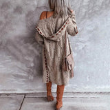 Women's Knitted Color Block Hooded Cardigan Sweater Women's Outerwear - Tophatter Daily Deals