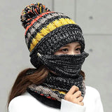 Women's Knitted Hat Scarf Mask Set Black Hats - Tophatter Daily Deals