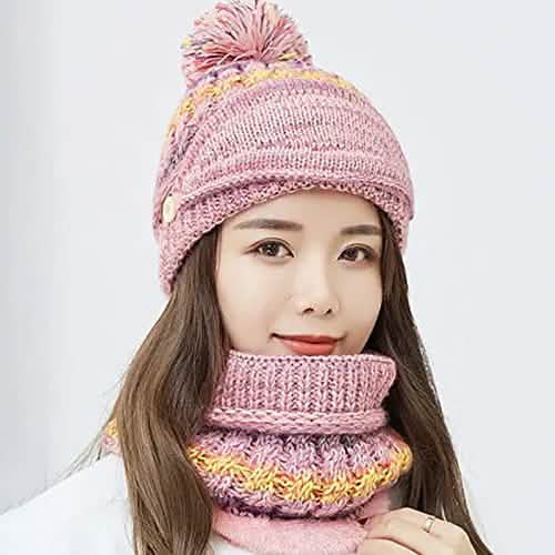 Women's Knitted Hat Scarf Mask Set Hats - Tophatter Daily Deals