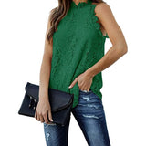 Women's Lace Crochet Hollow Out Tank Top Dark Green Women's Tops - Tophatter Daily Deals