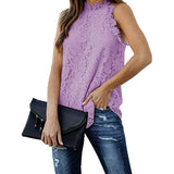 Women's Lace Crochet Hollow Out Tank Top Lavender Women's Tops - Tophatter Daily Deals