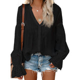 Women's Lace Crochet V-Neck Top Black Women's Tops - Tophatter Daily Deals