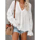 Women's Lace Crochet V-Neck Top Women's Tops - Tophatter Daily Deals