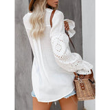 Women's Lace Crochet V-Neck Top Women's Tops - Tophatter Daily Deals