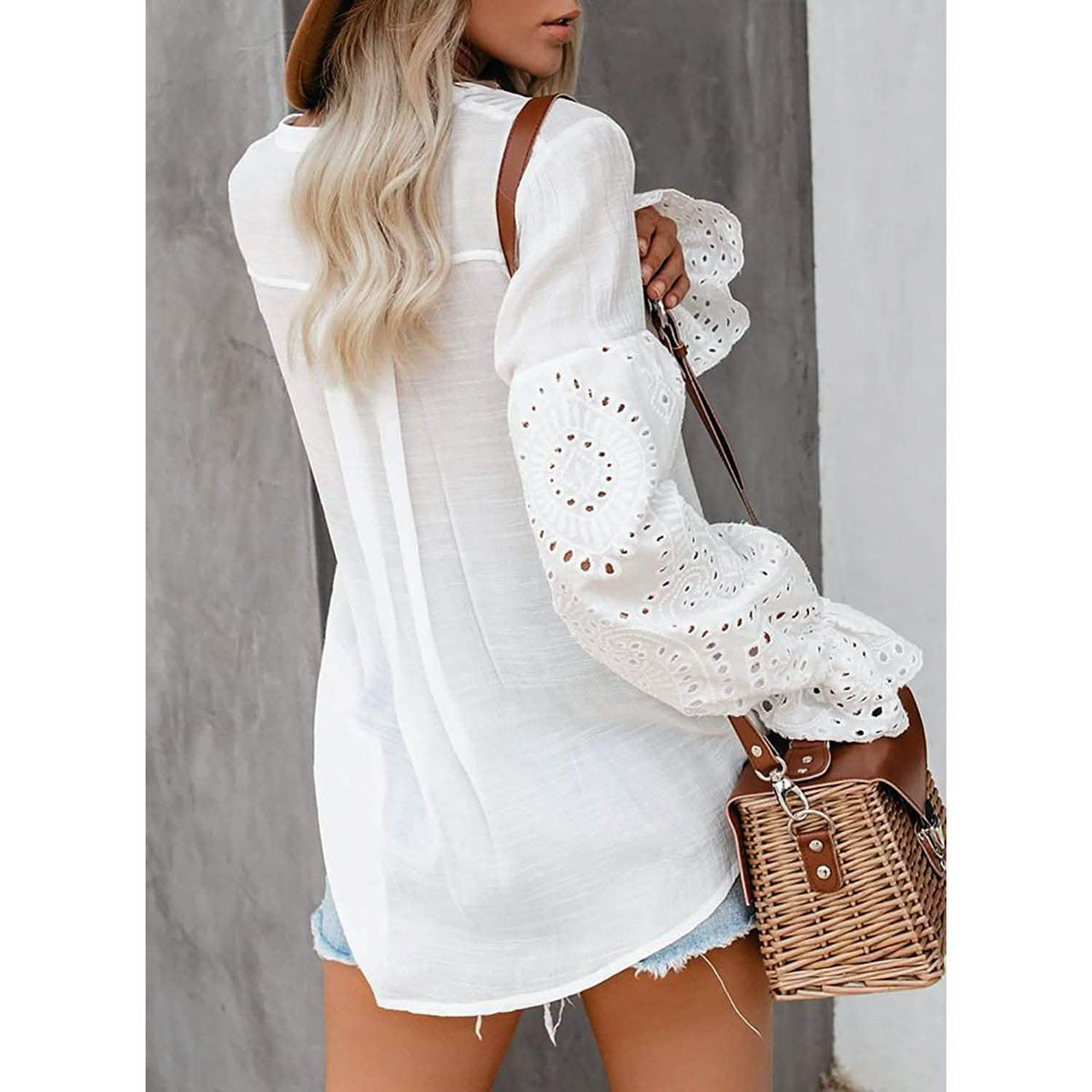 Women's Lace Crochet V-Neck Top Women's Tops - Tophatter Daily Deals