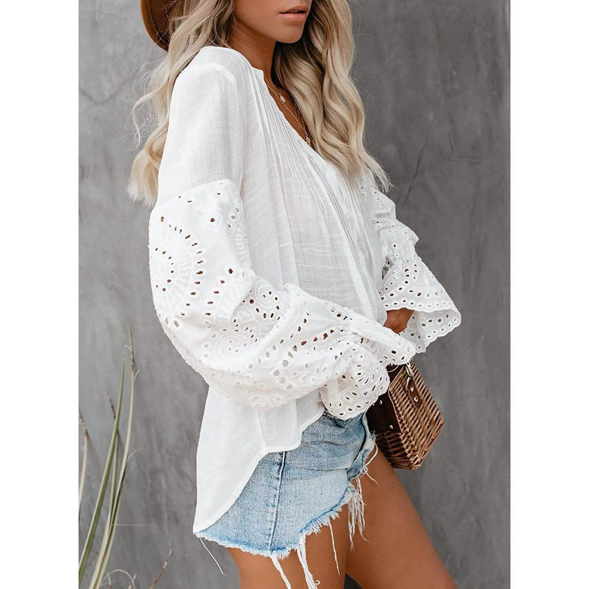 Women's Lace Crochet V-Neck Top Women's Tops - Tophatter Daily Deals
