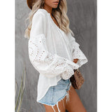 Women's Lace Crochet V-Neck Top Women's Tops - Tophatter Daily Deals