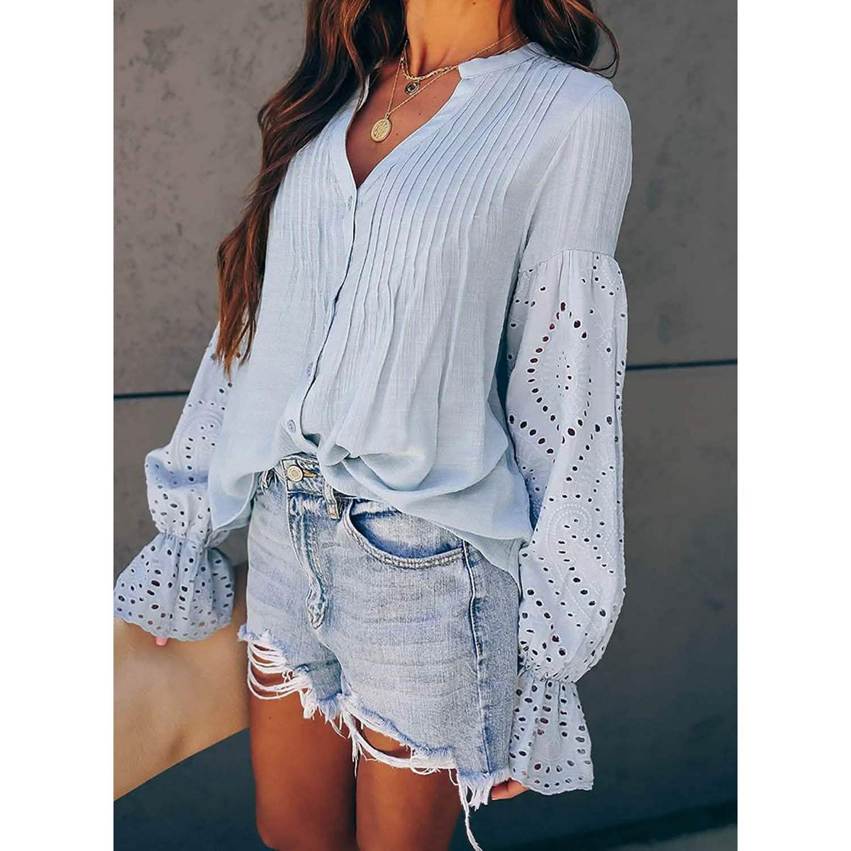 Women's Lace Crochet V-Neck Top Women's Tops - Tophatter Daily Deals