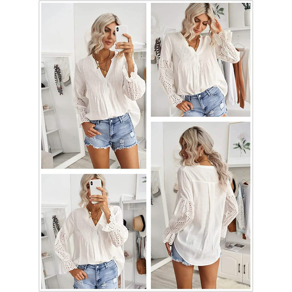 Women's Lace Crochet V-Neck Top Women's Tops - Tophatter Daily Deals