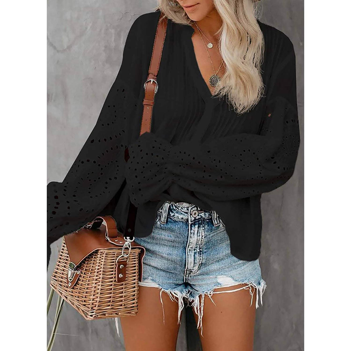 Women's Lace Crochet V-Neck Top Women's Tops - Tophatter Daily Deals