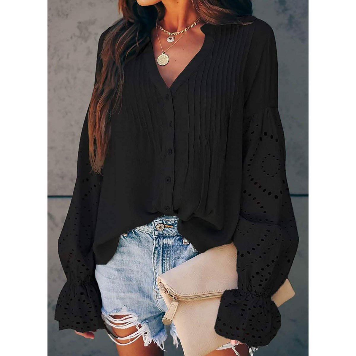 Women's Lace Crochet V-Neck Top Women's Tops - Tophatter Daily Deals