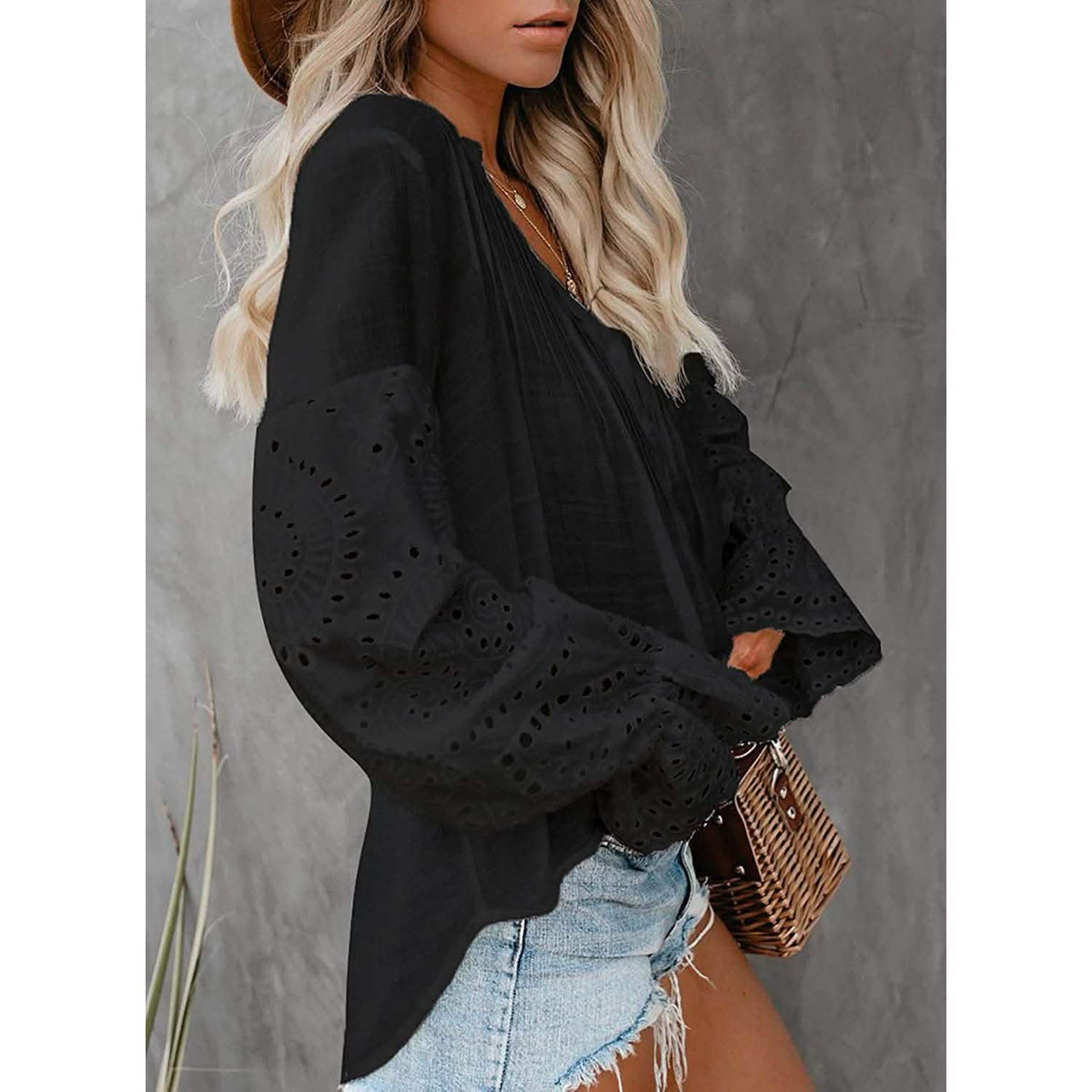 Women's Lace Crochet V-Neck Top Women's Tops - Tophatter Daily Deals
