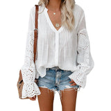 Women's Lace Crochet V-Neck Top White Women's Tops - Tophatter Daily Deals