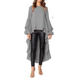 Women's Lantern Long Sleeve Casual Top Gray Women's Tops - Tophatter Daily Deals