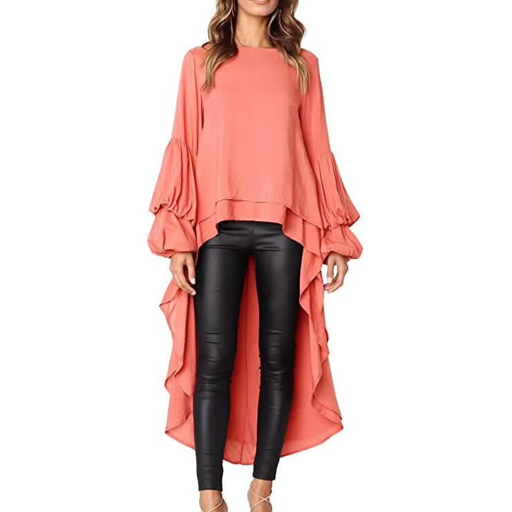 Women's Lantern Long Sleeve Casual Top Orange Women's Tops - Tophatter Daily Deals