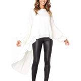 Women's Lantern Long Sleeve Casual Top White Women's Tops - Tophatter Daily Deals