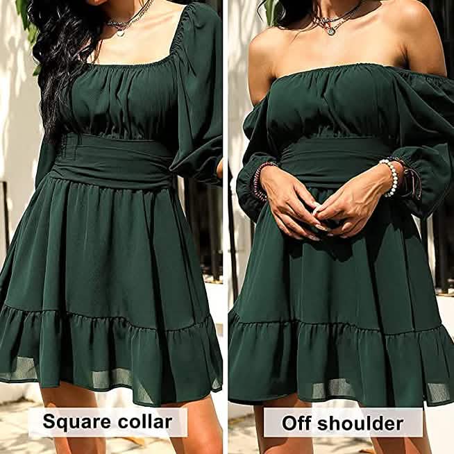 Women's Lantern Sleeve Tie Back Mini Dress Women's Dresses - Tophatter Daily Deals