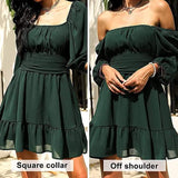 Women's Lantern Sleeve Tie Back Mini Dress Women's Dresses - Tophatter Daily Deals