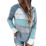 Women's Lightweight and Breathable Knit Hoodie Blue Women's Tops - Tophatter Daily Deals