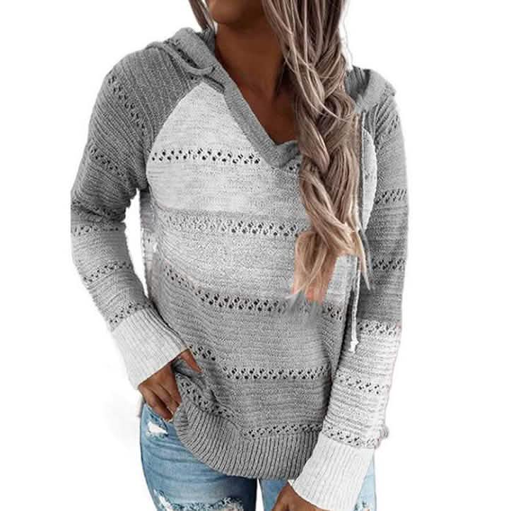 Women's Lightweight and Breathable Knit Hoodie Light Gray Women's Tops - Tophatter Daily Deals