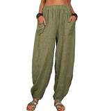 Women's Linen High Waist Wide Leg Pants Army Green Women's Bottoms - Tophatter Daily Deals