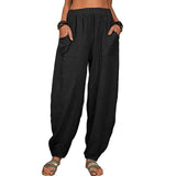 Women's Linen High Waist Wide Leg Pants Black Women's Bottoms - Tophatter Daily Deals