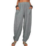 Women's Linen High Waist Wide Leg Pants Gray Women's Bottoms - Tophatter Daily Deals