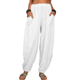 Women's Linen High Waist Wide Leg Pants White Women's Bottoms - Tophatter Daily Deals