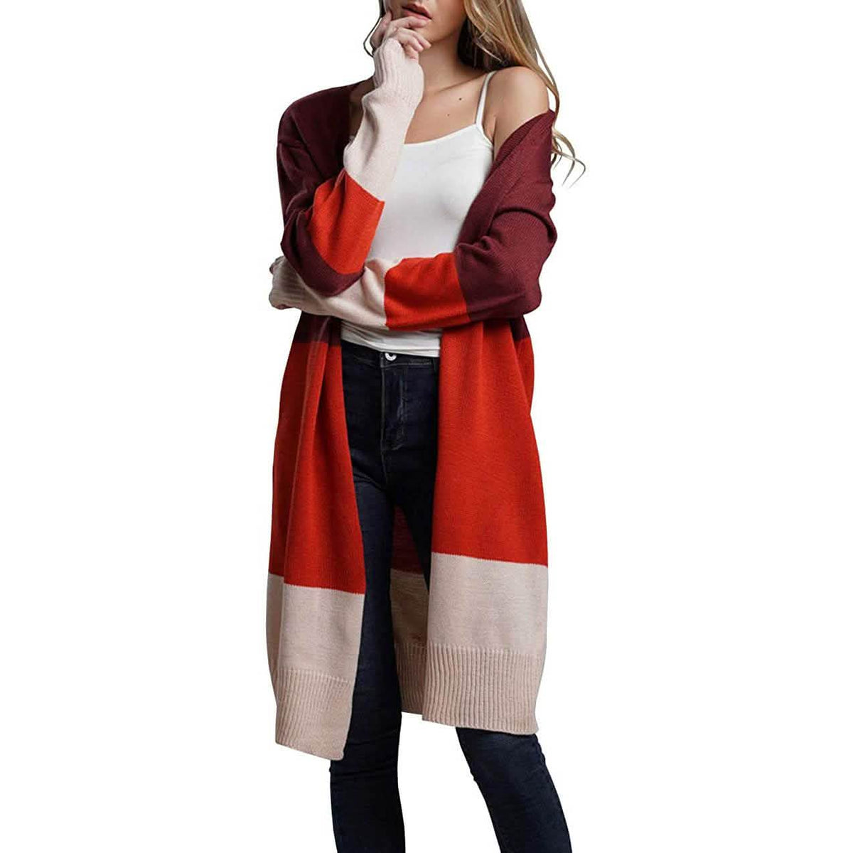 Women's Long Cardigan Sweater Coat Orange Women's Outerwear - Tophatter Daily Deals