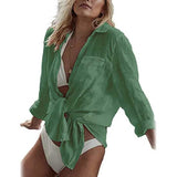 Women's Long Sleeve Beach Shirt Blouse Green Women's Tops - Tophatter Daily Deals