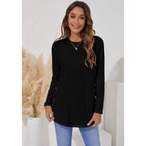 Women's Long Sleeve Crew Neck T-Shirt Black Women's Tops - Tophatter Daily Deals
