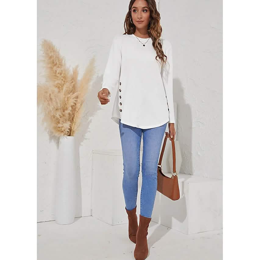 Women's Long Sleeve Crew Neck T-Shirt Women's Tops - Tophatter Daily Deals