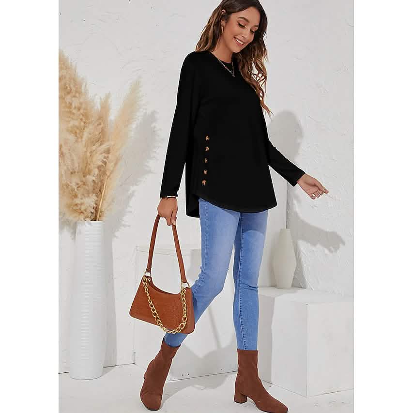 Women's Long Sleeve Crew Neck T-Shirt Women's Tops - Tophatter Daily Deals
