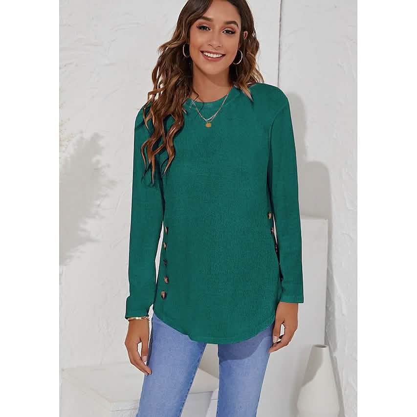 Women's Long Sleeve Crew Neck T-Shirt Green Women's Tops - Tophatter Daily Deals