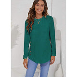 Women's Long Sleeve Crew Neck T-Shirt Green Women's Tops - Tophatter Daily Deals