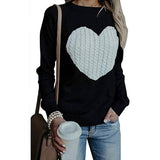 Women's Long Sleeve Crewneck Cute Heart Knitted Sweaters Women's Tops - Tophatter Daily Deals