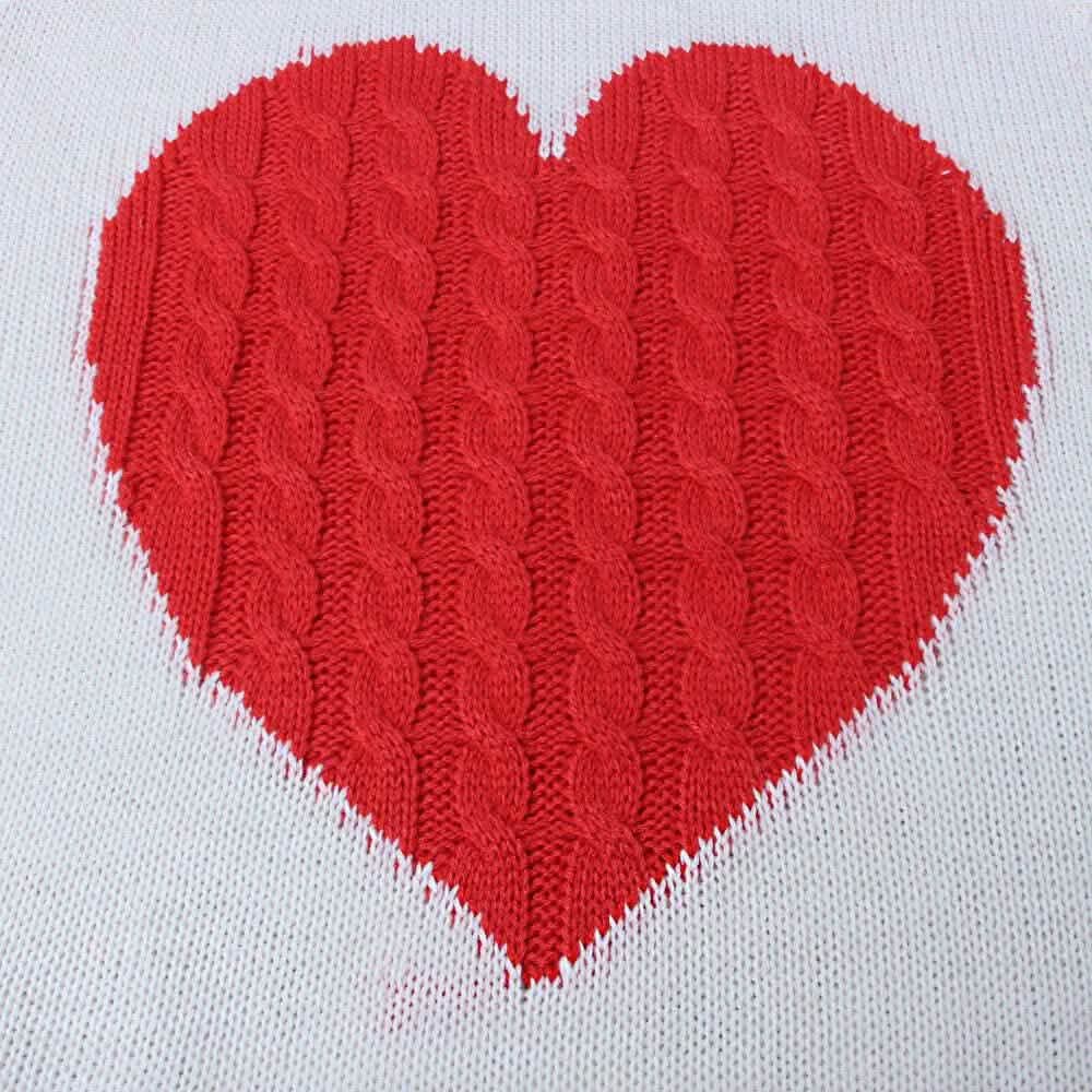 Women's Long Sleeve Crewneck Cute Heart Knitted Sweaters Women's Tops - Tophatter Daily Deals