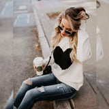 Women's Long Sleeve Crewneck Cute Heart Knitted Sweaters Women's Tops - Tophatter Daily Deals