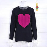 Women's Long Sleeve Crewneck Cute Heart Knitted Sweaters Women's Tops - Tophatter Daily Deals