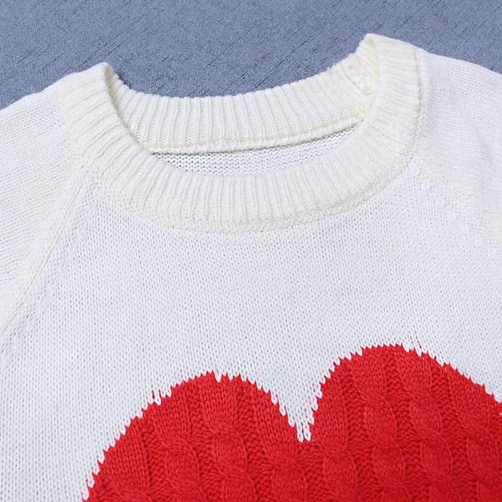 Women's Long Sleeve Crewneck Cute Heart Knitted Sweaters Women's Tops - Tophatter Daily Deals
