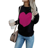 Women's Long Sleeve Crewneck Cute Heart Knitted Sweaters Women's Tops - Tophatter Daily Deals