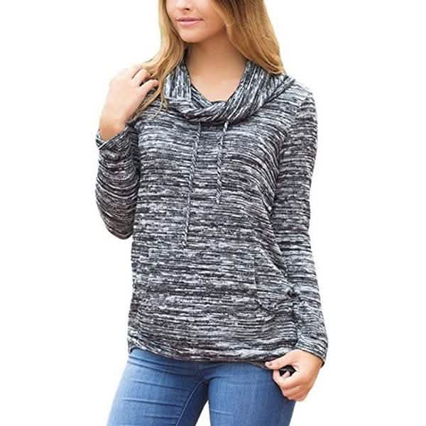 Women's Long Sleeve High Collar Tops Casual Tie Dye Sweatshirt Gray Women's Tops - Tophatter Daily Deals