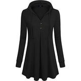 Women's Long Sleeve Hooded Tunic Tops Black Women's Tops - Tophatter Daily Deals